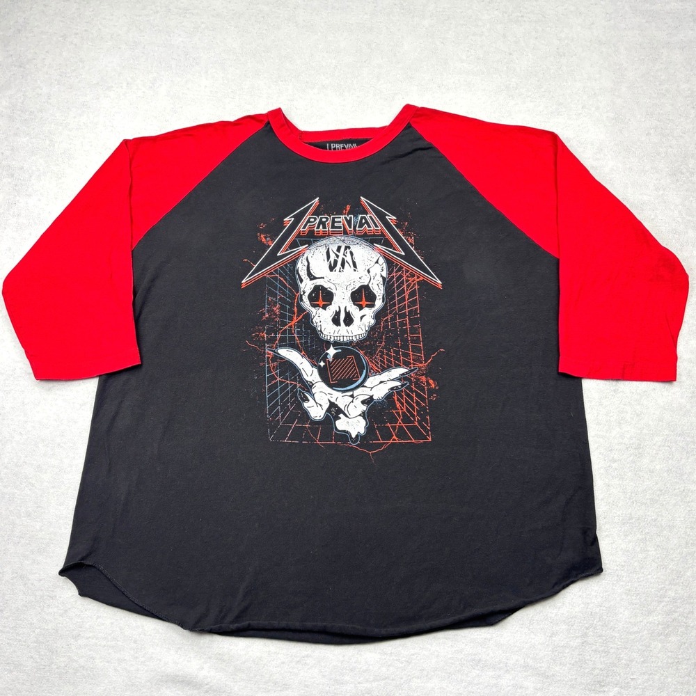 I Prevail Band Raglan Baseball Shirt Mens XXL Red Black Skull Concert Tour Merch